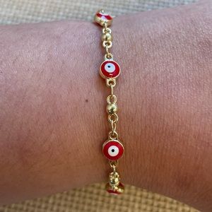 Gold Eye Bracelet, Evil Eye Good Luck Bracelet, Red Eye Bracelet, Stacking